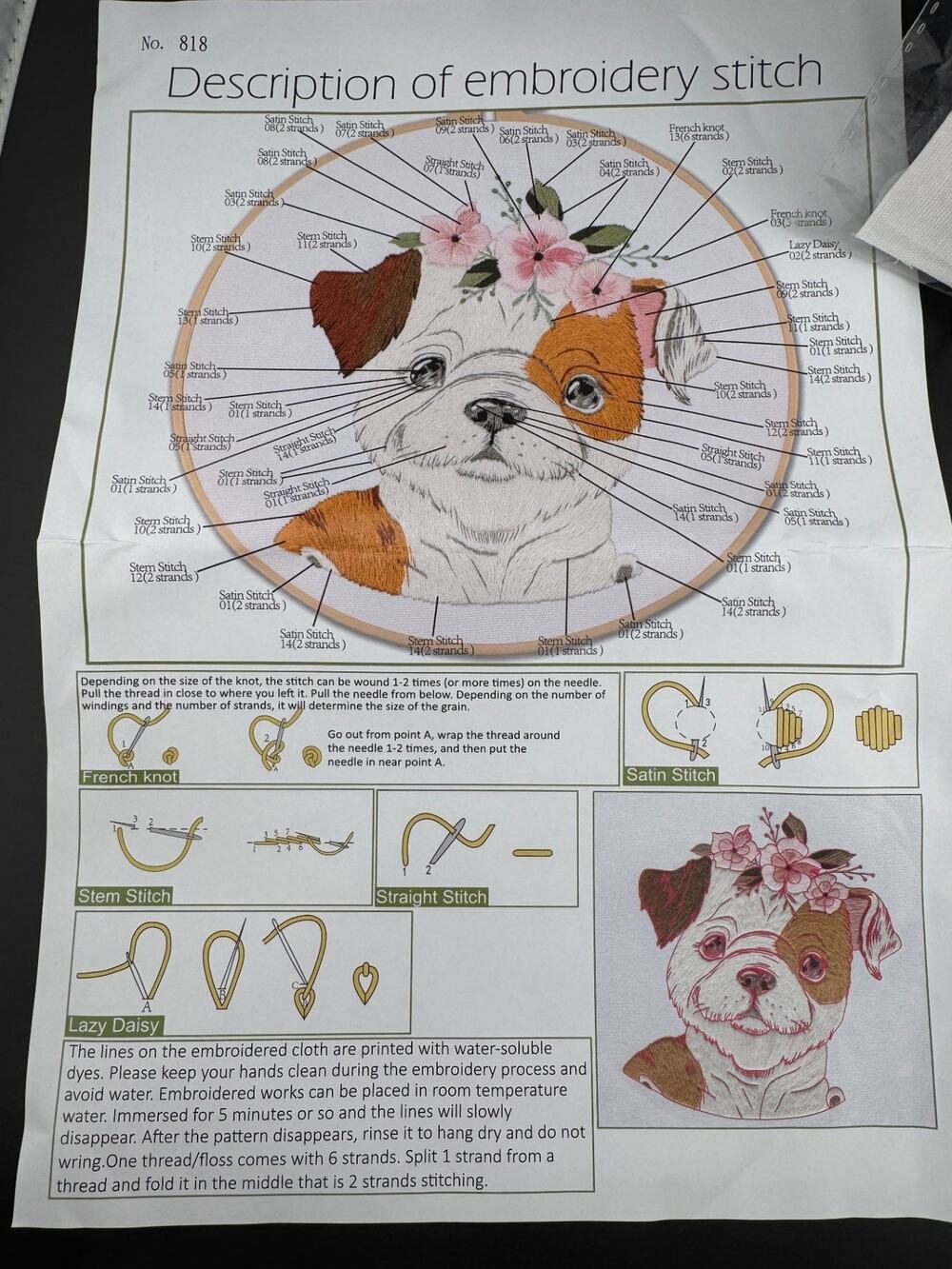 New Embroidery Kit - Bulldog Dog, No. 818